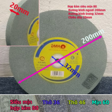 Đá mài hợp kim siêu mịn dày 20mm đường kính 200mm lỗ 32mm